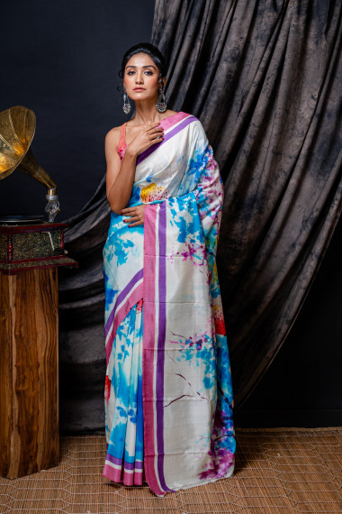 Hand Painted Mulberry Silk Saree